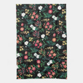  Waterverf Bloemen Zwart Botanisch Theedoek (Verticaal)