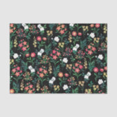 Waterverf Bloemen Zwart Botanisch Tissuepapier (Voorkant)