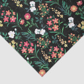Waterverf Bloemen Zwart Botanisch Tissuepapier (Detail)