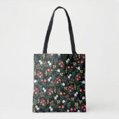  Waterverf Bloemen Zwart Botanisch Tote Bag (Voorkant)