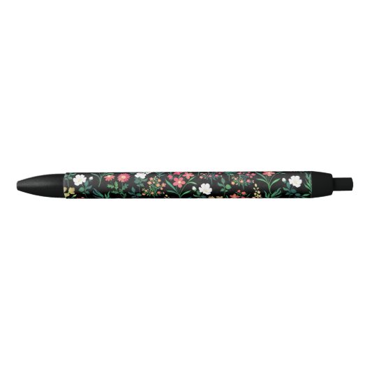 Waterverf Bloemen Zwart Botanisch Zwarte Inkt Pen (Voorkant)