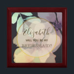 Waterverf Bloemen Zwart Bruidsmeisje Proposal Box Cadeaudoosje<br><div class="desc">Chique,  elegante,  botanische chique zwarte bruidsmeisje voorstel doos met waterverf blush roze en paarse bloemen.</div>