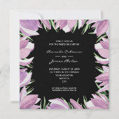 Waterverf Bloemen Zwart Bruiloft Kaart (Voorkant)