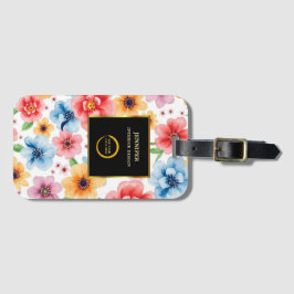Waterverf Bloemen Zwart Goud logo Professional Bagagelabel