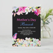  Waterverf Bloemen Zwart Moederdag Brunch Kaart (Staand voorkant)