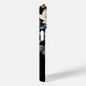 Waterverf Bloemen Zwart Monogram Gepersonaliseerd Case-Mate iPhone Case (Achterkant / Rechts)