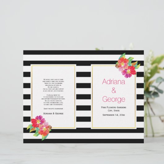 Waterverf bloemen zwart wittrouwprogramma (Staand voorkant)