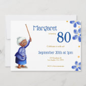 Waterverf Bloemen Zwarte Vrouw 80ste Verjaardag Kaart (Voorkant)