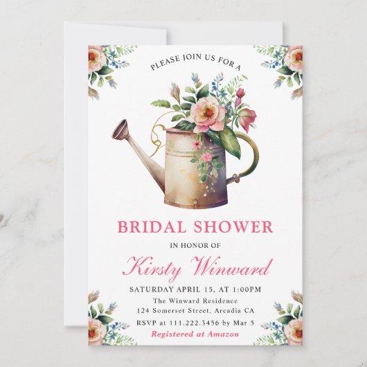 Waterverf Bloemenaarringskan Bruidsshower Kaart (Voorkant)