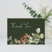 Waterverf Bloemenarrangementen Groene bruiloft Bedankkaart (Staand voorkant)