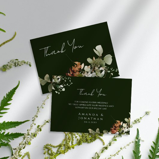 Waterverf Bloemenarrangementen Groene bruiloft Bedankkaart
