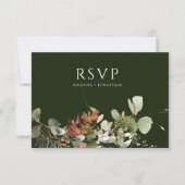 Waterverf Bloemenarrangementen Groene bruiloft RSVP Kaartje (Voorkant)