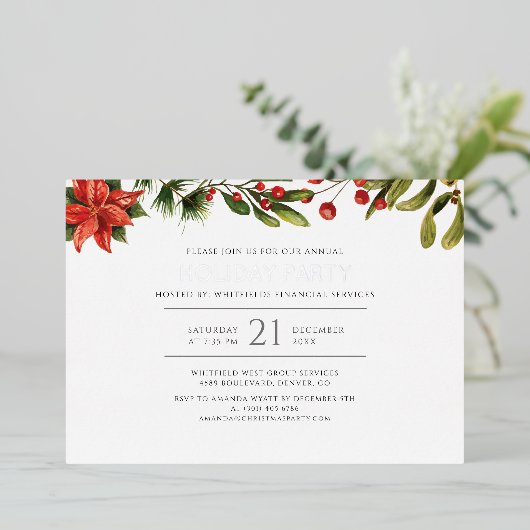 Waterverf Bloemenbedrijf Jaarfeest Folie Uitnodiging (Staand Voorkant)