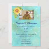 Waterverf Bloemenbegrafenis Death Notice Blue Aankondiging (Achterkant)