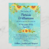 Waterverf Bloemenbegrafenis Death Notice Blue Aankondiging (Voorkant / Achterkant)