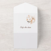 Waterverf bloemenbeige en goud all in one uitnodiging (Buitenkant)