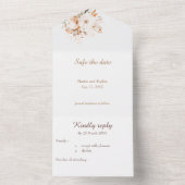 Waterverf bloemenbeige en goud all in one uitnodiging (Binnen)