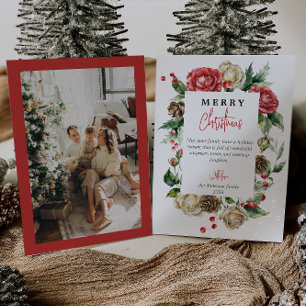 Waterverf Bloemenbessen Lijst Foto Kerst Feestdagenkaart