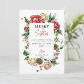 Waterverf Bloemenbessen Lijst Foto Kerst Feestdagenkaart (Staand voorkant)