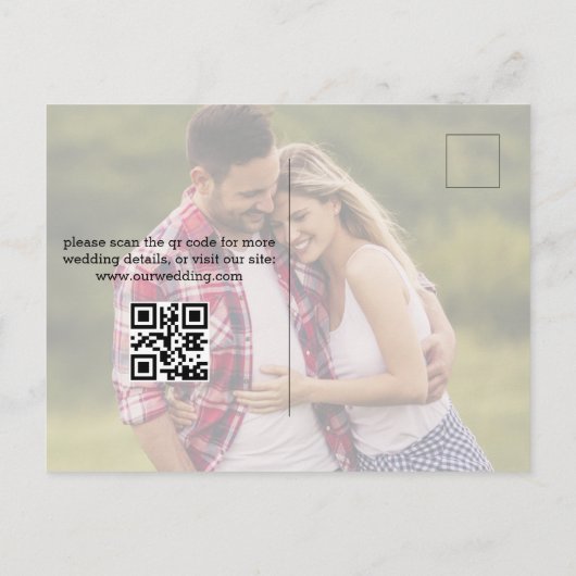 waterverf bloemenbewaar de datum ,QR code foto Aankondigingskaart (Achterkant)