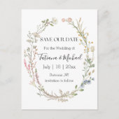 waterverf bloemenbewaar de datum ,QR code foto Aankondigingskaart (Voorkant)