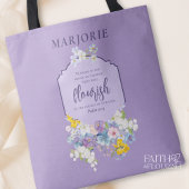 Waterverf Bloemenbijbelvers Paarse gepersonaliseer Tote Bag