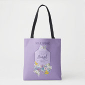 Waterverf Bloemenbijbelvers Paarse gepersonaliseer Tote Bag (Voorkant)