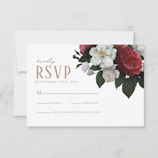 Waterverf bloemenblad bladeren herfst bruiloft RSVP kaartje (Voorkant)