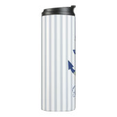 waterverf bloemenblauw nautische strepen naam thermosbeker (Gedraaid links)