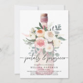 Waterverf Bloemenbloemblaadjes & Prosecco Vrijgeze Kaart (Voorkant)