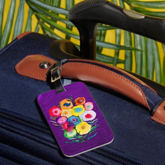 Waterverf bloemenbloemen paarse lolly bagagelabel (Voorkant Insitu 1)