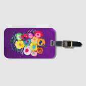 Waterverf bloemenbloemen paarse lolly bagagelabel (Voorkant (horizontaal))