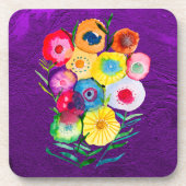 Waterverf bloemenbloemen paarse lolly bier onderzetter (Voorkant)