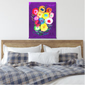 Waterverf bloemenbloemen paarse lolly canvas afdruk (Insitu (Slaapkamer))