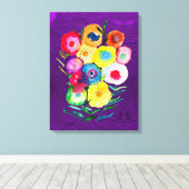 Waterverf bloemenbloemen paarse lolly canvas afdruk (Insitu (Houten vloer))