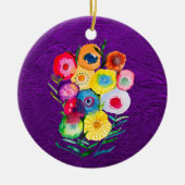Waterverf bloemenbloemen paarse lolly keramisch ornament (Voorkant)