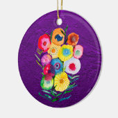 Waterverf bloemenbloemen paarse lolly keramisch ornament (Links)