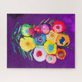 Waterverf bloemenbloemen paarse lolly legpuzzel (Horizontaal)