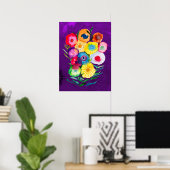 Waterverf bloemenbloemen paarse lolly poster (Thuiskantoor)
