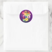 Waterverf bloemenbloemen paarse lolly ronde sticker (Tas)
