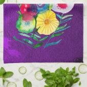 Waterverf bloemenbloemen paarse lolly theedoek (Gevouwen)