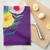 Waterverf bloemenbloemen paarse lolly theedoek (Quarter Fold)