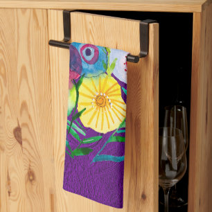 Waterverf bloemenbloemen paarse lolly theedoek