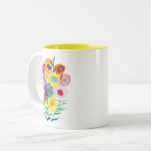 Waterverf bloemenbloemen paarse lolly tweekleurige koffiemok (Voorkant links)