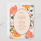 Waterverf bloemenbloemen sinaasappel Perzik Bruilo Kaart (Voorkant)