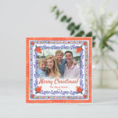 Waterverf Bloemenblok Print Foto Kerst Kaart (Staand voorkant)