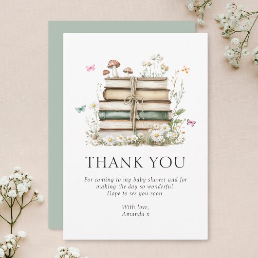 Waterverf Bloemenboeken Baby shower Bedankkaart