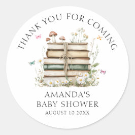Waterverf Bloemenboeken Baby shower Dank u Ronde Sticker