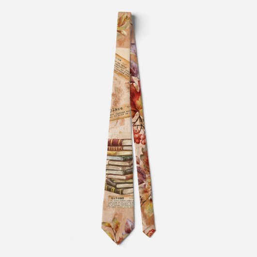 Waterverf Bloemenboekenliefhebber Herfst Stropdas (Voorkant)