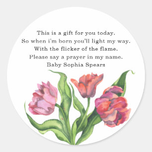 Waterverf bloemenboeket  - Gebedskaarslabel Ronde Sticker